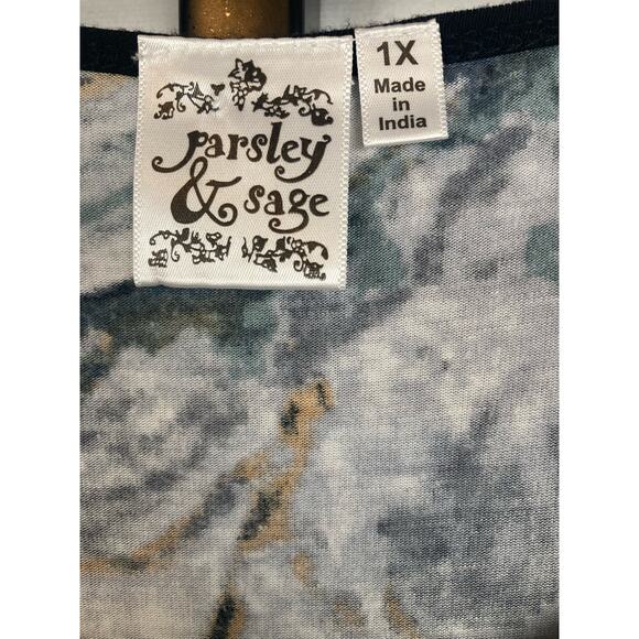 Parsley & Sage 3/4 Sleeve Scoop Neck Tee Sz 1X Abstract Art to Wear Embroidered - Picture 10 of 11